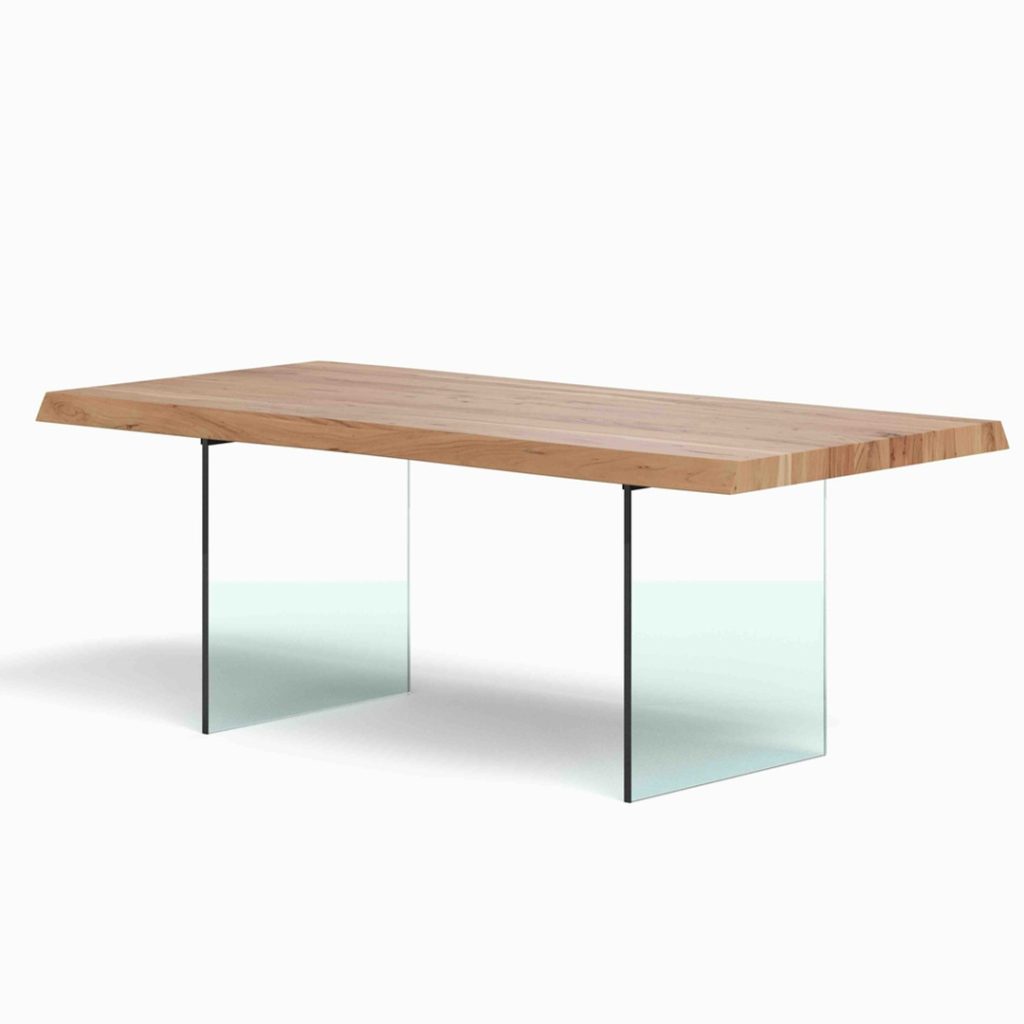 Urbia Imports Brooks live-edge dining table – glass base