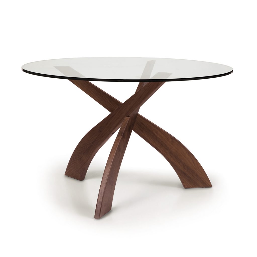 Copeland Entwine dining table with glass round top