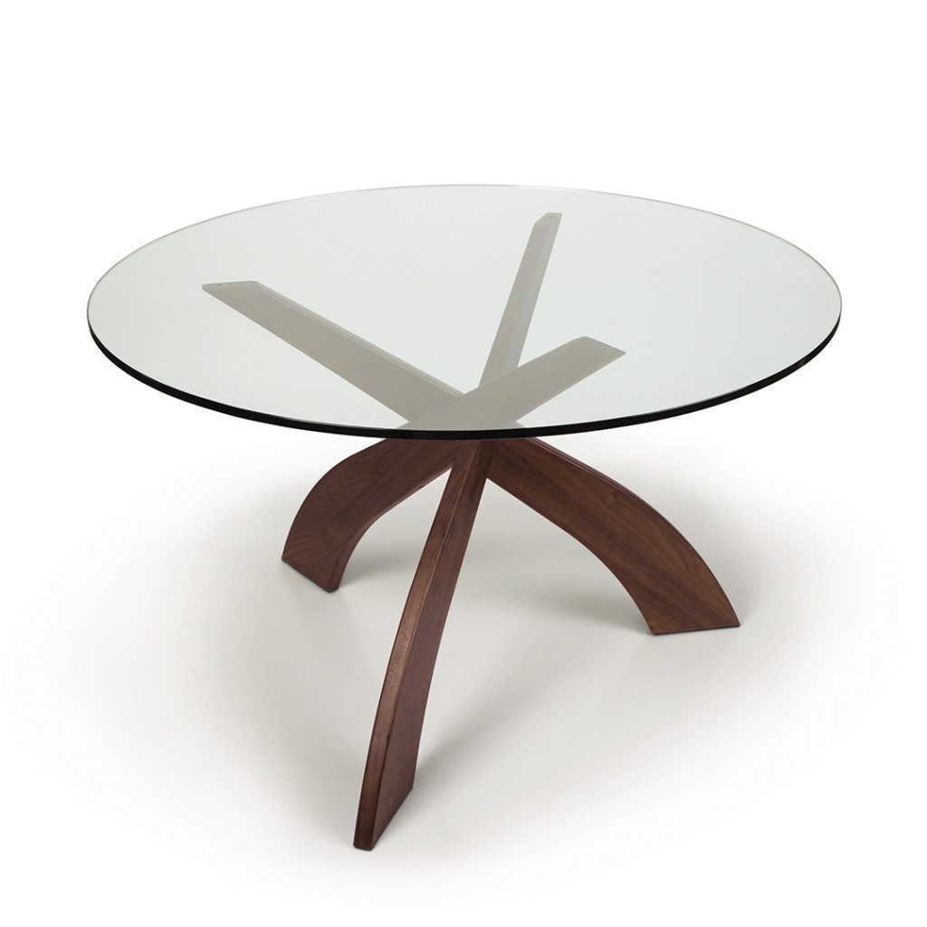 Copeland Entwine dining table with glass round top